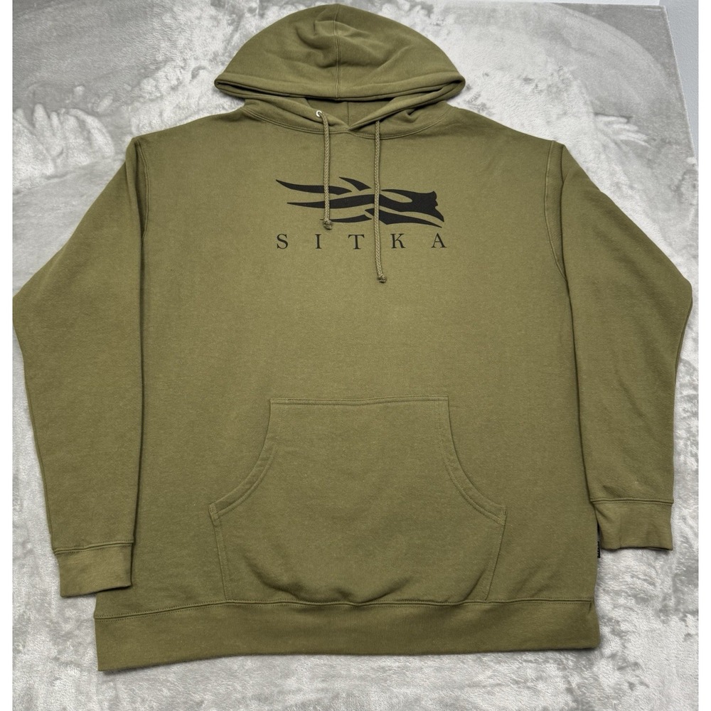 Sitka Icon Hoodie Mens 2XL XXL Green Pullover Hoody Sweatshirt Hunting Gear Logo